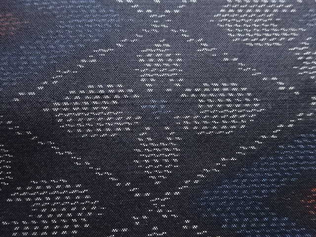 JAPANESE KIMONO / ANTIQUE KIMONO / SILK / DORO OSHIMA TSUMUGI / WOVEN FLOWER RHOMBUS